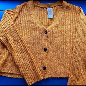 Jadie & Sage Mustard Yellow Cropped Wool Cardigan